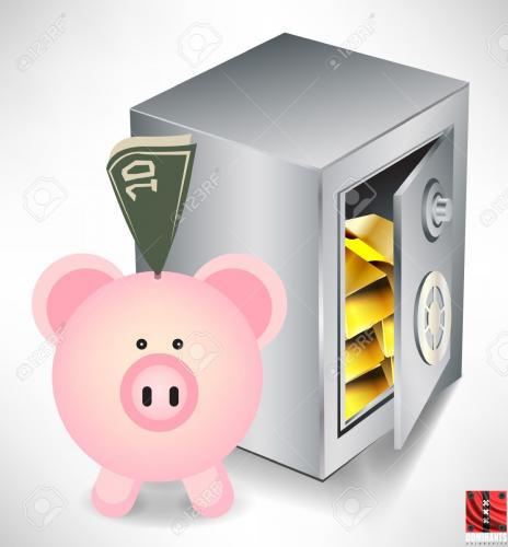 10888395-pig-bank-with-money-and-safe-with-gold-isolated-Stock-Vector-pig